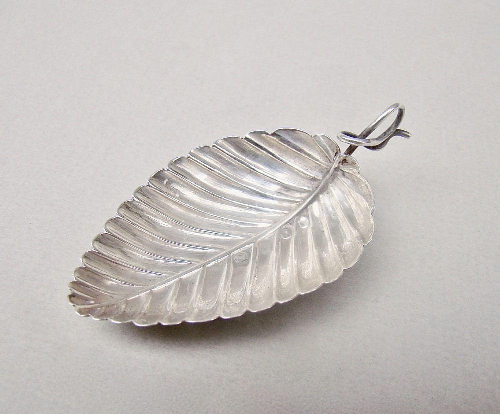 GEORGIAN SILVER LEAF-SHAPED CADDY SPOON BY COCKS & BETTRIDGE, BIRMINGHAM 1805