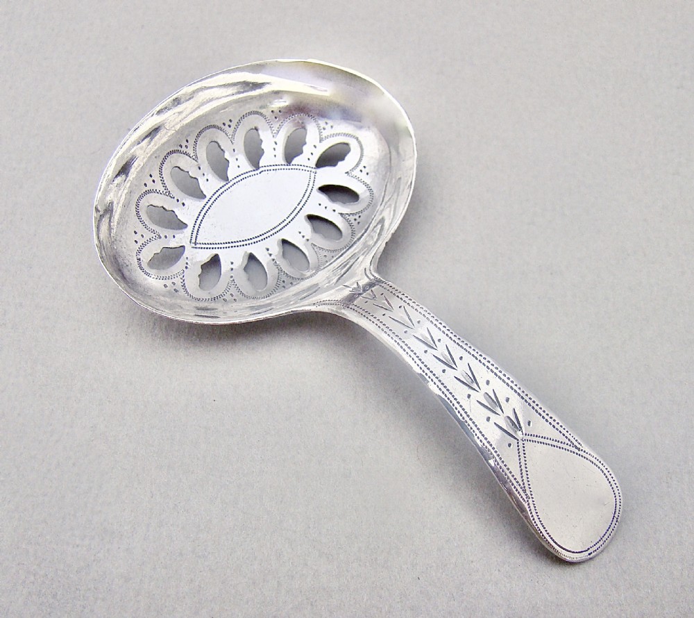EXQUISITE GEORGIAN SILVER CADDY SPOON BY JOSEPH TAYLOR, BIRMINGHAM 1795