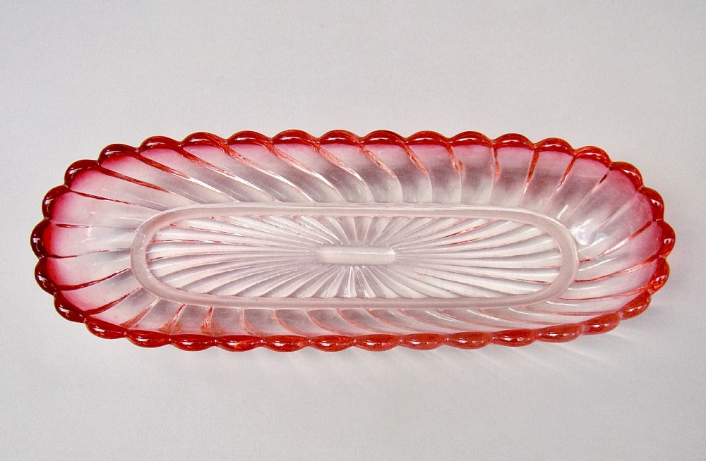 FRENCH BACCARAT BAMBOO PATTERN ROSE TEINTE LARGE DRESSING TABLE DISH, CIRCA 1890 View IV