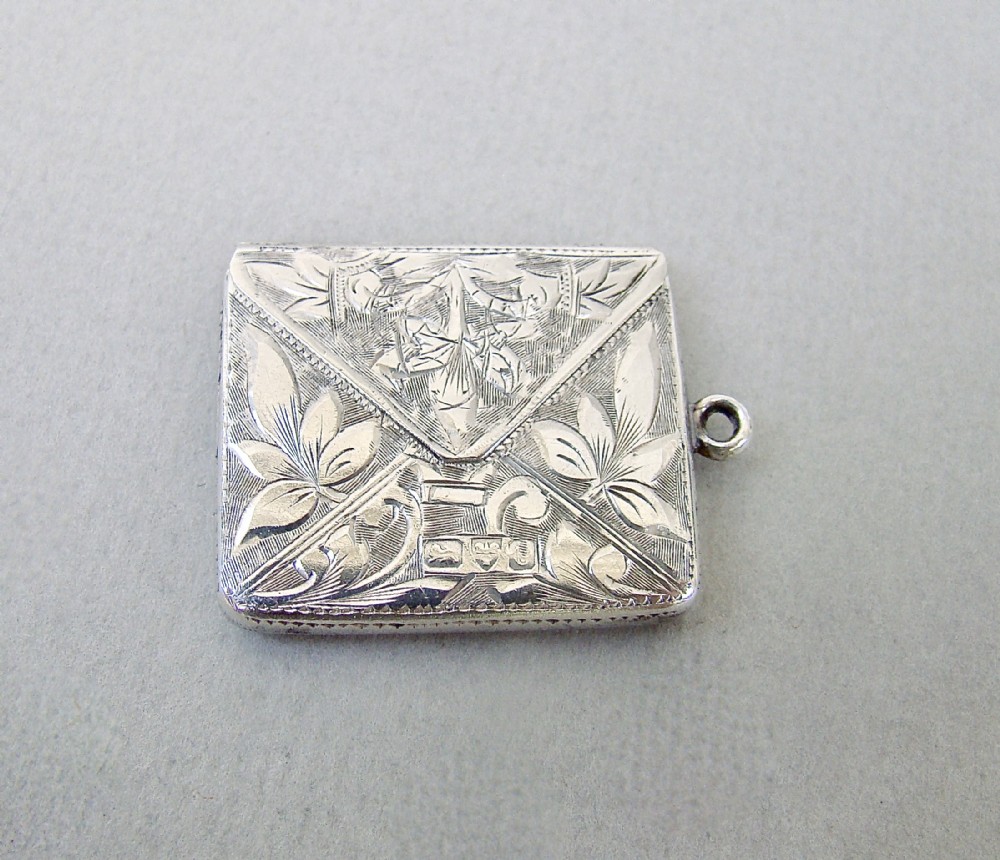 EDWARDIAN ENGRAVED SILVER ENVELOPE STAMP CASE BY ALBERT ERNEST JENKINS, CHESTER 1903