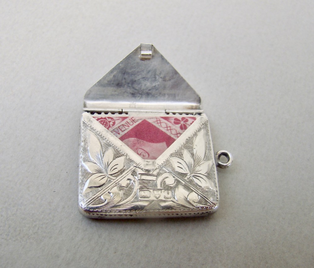 EDWARDIAN ENGRAVED SILVER ENVELOPE STAMP CASE BY ALBERT ERNEST JENKINS, CHESTER 1903 View IV