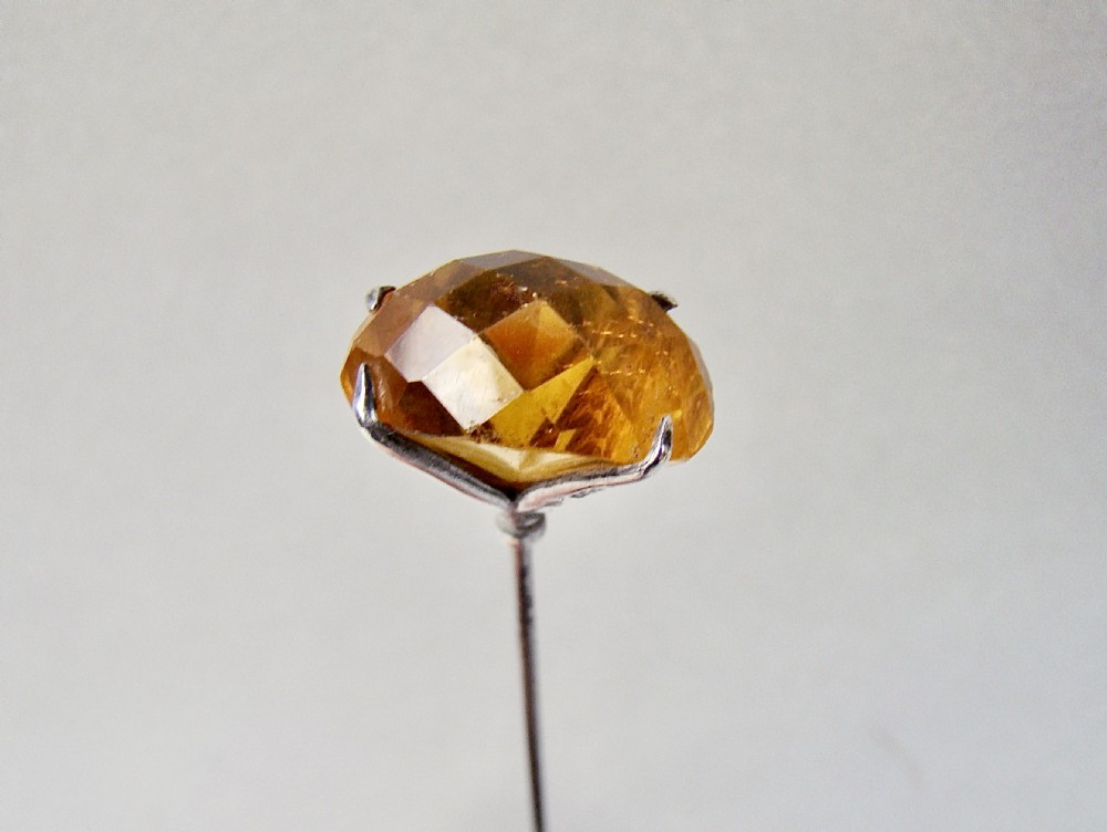 UNUSUAL EDWARDIAN SILVER & AMBER GLASS HAT PIN BY CHARLES HORNER, CHESTER 1907 View III