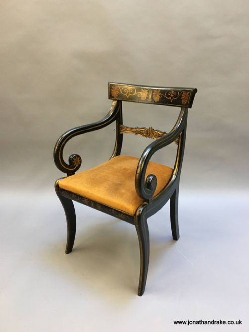 Regency Ebonised Desk Elbow Chair