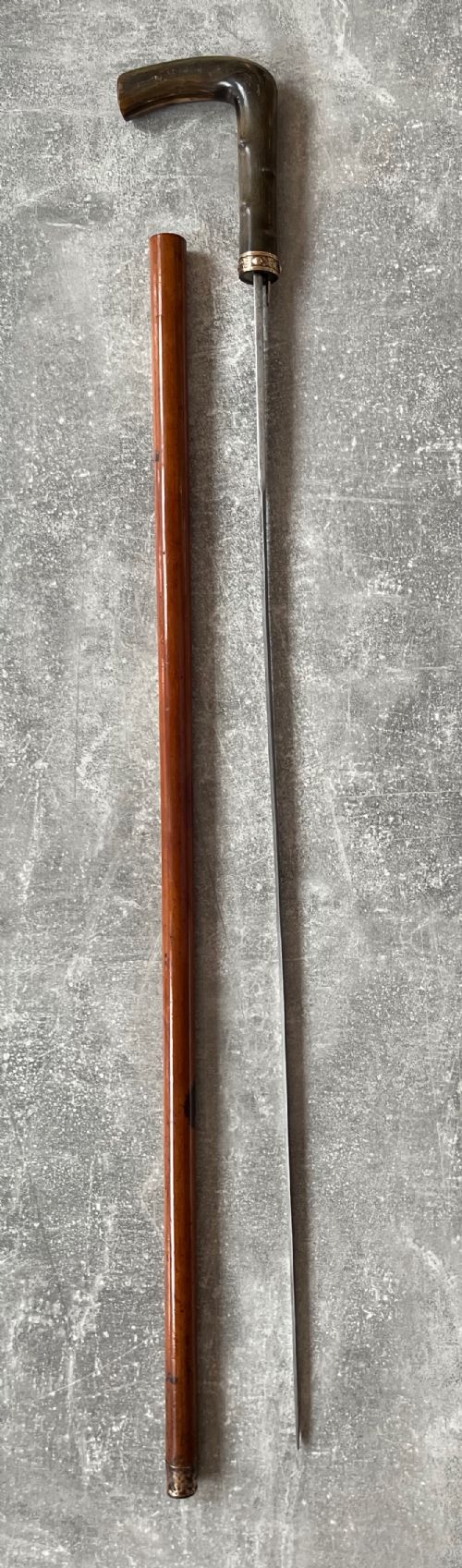 MALACCA SWORD STICK WITH ETCHED TOLEDO BLADE AND BUTTON RELEASE - ADDITIONAL PHOTO 2