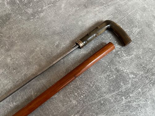 MALACCA SWORD STICK WITH ETCHED TOLEDO BLADE AND BUTTON RELEASE - ADDITIONAL PHOTO 8
