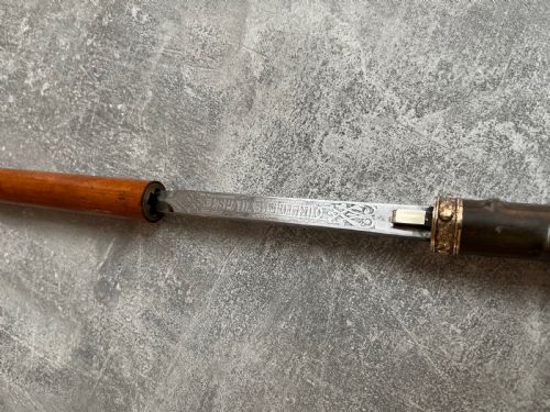 MALACCA SWORD STICK WITH ETCHED TOLEDO BLADE AND BUTTON RELEASE - ADDITIONAL PHOTO 10