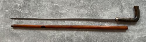 MALACCA SWORD STICK WITH ETCHED TOLEDO BLADE AND BUTTON RELEASE - ADDITIONAL PHOTO 12