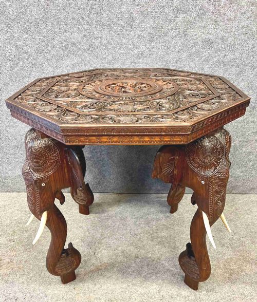 Good Indian Teak Elephant Coffee/ End Table