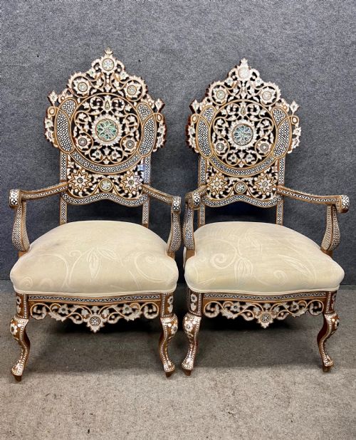 A Stunning Pair of Syrian Throne Chairs