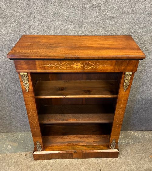 Victorian Walnut & Inlaid Open Bookcase