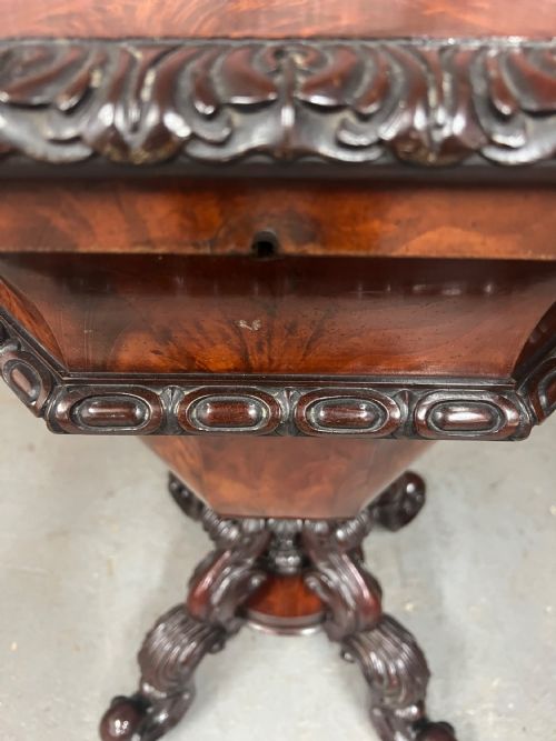 FINE GILLOWS 8472 FLAME MAHOGANY TEA POY - ADDITIONAL PHOTO 8