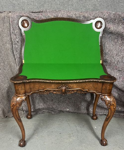 FINE BURR WALNUT CARD TABLE BY MAPLE CO OF LONDON - ADDITIONAL PHOTO 1