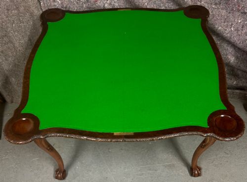 FINE BURR WALNUT CARD TABLE BY MAPLE CO OF LONDON - ADDITIONAL PHOTO 4
