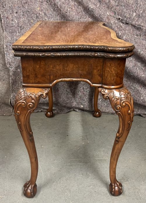 FINE BURR WALNUT CARD TABLE BY MAPLE CO OF LONDON - ADDITIONAL PHOTO 11