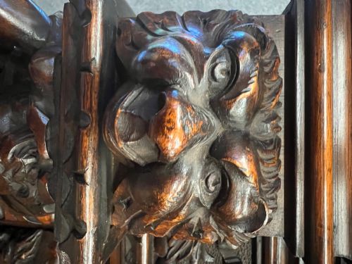 IMPRESSIVE ANTIQUE CARVED WALNUT CABINET - ADDITIONAL PHOTO 9