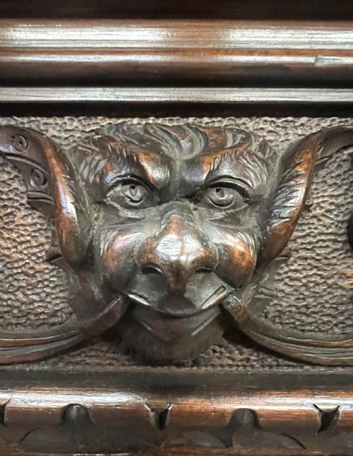 IMPRESSIVE ANTIQUE CARVED WALNUT CABINET - ADDITIONAL PHOTO 11