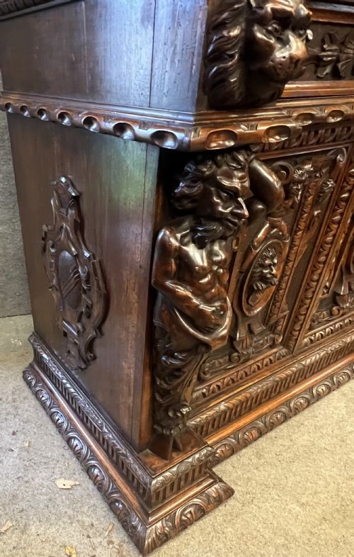 IMPRESSIVE ANTIQUE CARVED WALNUT CABINET - ADDITIONAL PHOTO 19