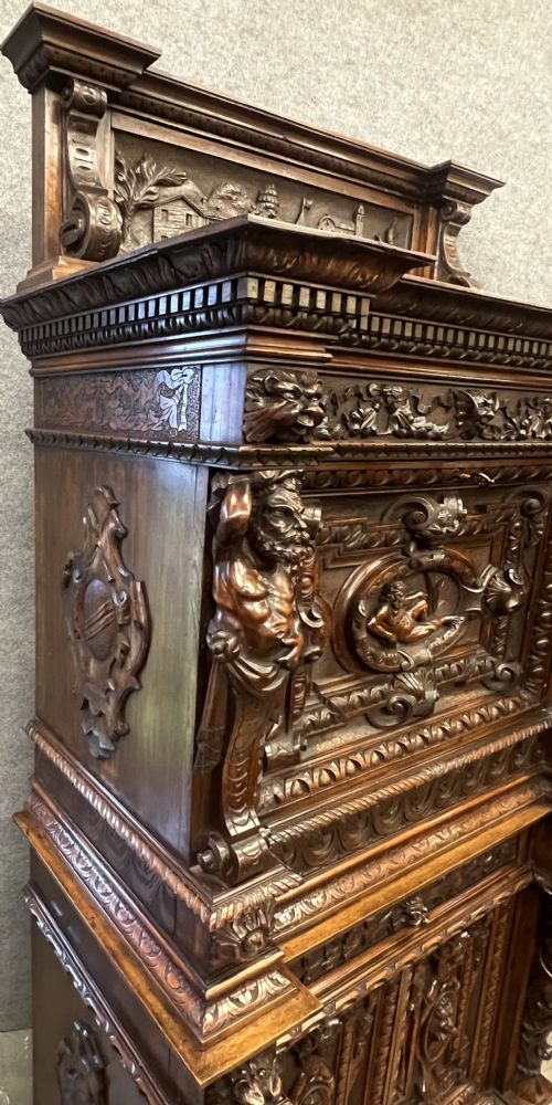 IMPRESSIVE ANTIQUE CARVED WALNUT CABINET - ADDITIONAL PHOTO 20