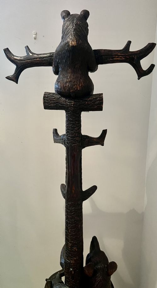 ANTIQUE BLACK FOREST CARVED BEAR HALL STAND - ADDITIONAL PHOTO 4