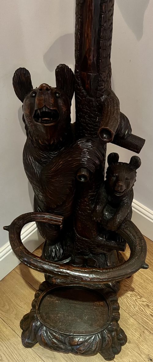 ANTIQUE BLACK FOREST CARVED BEAR HALL STAND - ADDITIONAL PHOTO 8