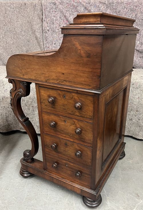 VICTORIAN ROSEWOOD POP UP DAVENPORT WRITING DESK - ADDITIONAL PHOTO 2