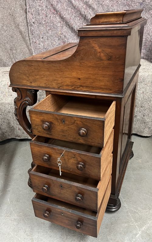 VICTORIAN ROSEWOOD POP UP DAVENPORT WRITING DESK - ADDITIONAL PHOTO 3