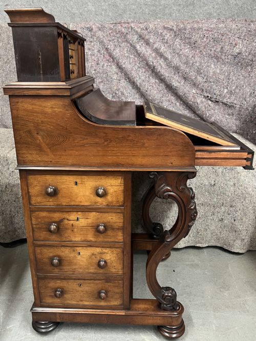 VICTORIAN ROSEWOOD POP UP DAVENPORT WRITING DESK - ADDITIONAL PHOTO 4