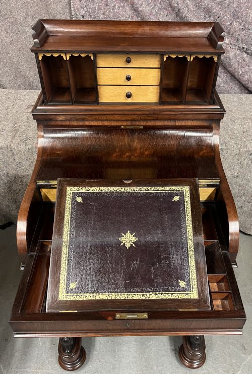 VICTORIAN ROSEWOOD POP UP DAVENPORT WRITING DESK - ADDITIONAL PHOTO 8