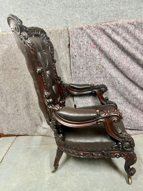 SUPERB LARGE VICTORIAN MAHOGANY ARMCHAIR - ADDITIONAL PHOTO 5