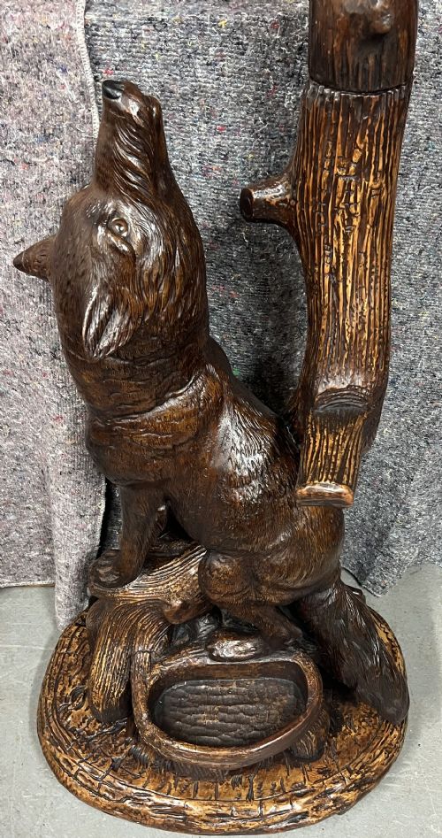 VERY UNUSUAL ANTIQUE BLACK FOREST FOX EAGLE HALL STAND - ADDITIONAL PHOTO 2