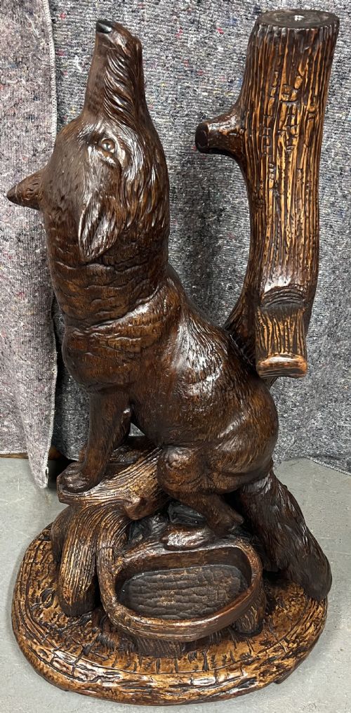 VERY UNUSUAL ANTIQUE BLACK FOREST FOX EAGLE HALL STAND - ADDITIONAL PHOTO 9
