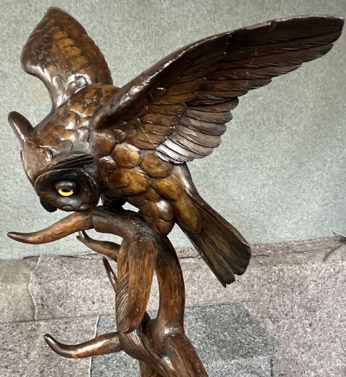 VERY UNUSUAL ANTIQUE BLACK FOREST FOX EAGLE HALL STAND - ADDITIONAL PHOTO 11