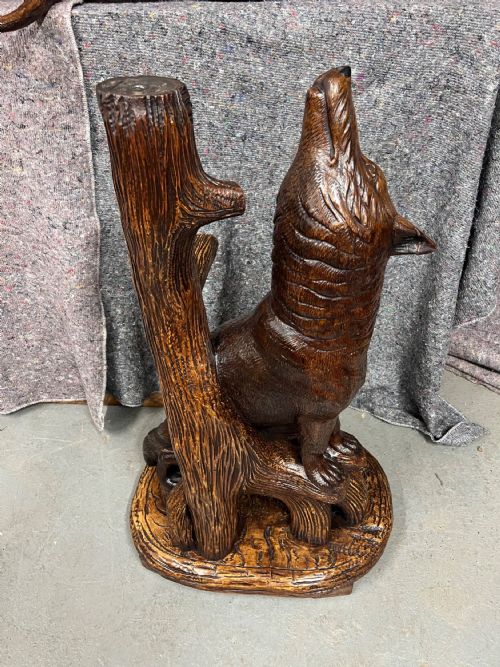 VERY UNUSUAL ANTIQUE BLACK FOREST FOX EAGLE HALL STAND - ADDITIONAL PHOTO 7