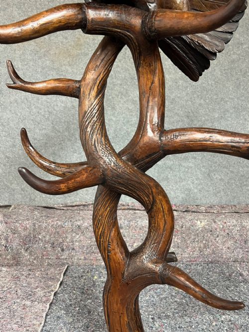 VERY UNUSUAL ANTIQUE BLACK FOREST FOX EAGLE HALL STAND - ADDITIONAL PHOTO 13