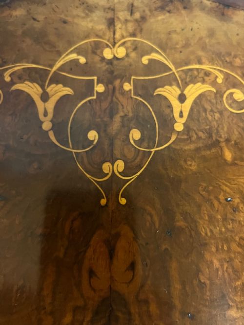 VICTORIAN BURR WALNUT INLAID CANTERBURY WHATNOT - ADDITIONAL PHOTO 6