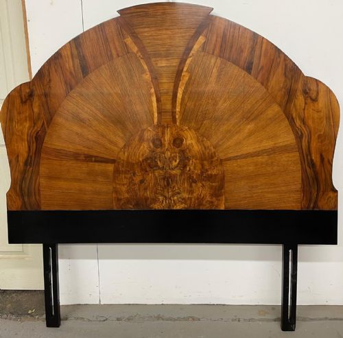 ART DECO 4'6'' WALNUT HEADBOARD BED