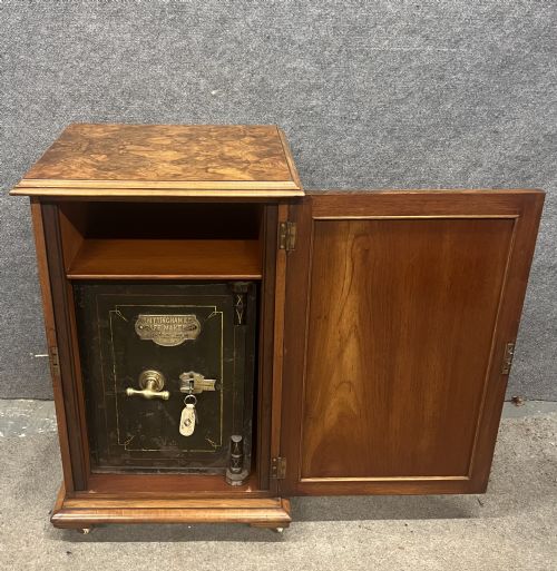 Antique Burr Walnut Safe Cabinet