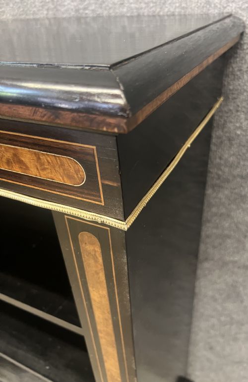 SMALL INLAID EBONISED OPEN BOOKCASE - ADDITIONAL PHOTO 6