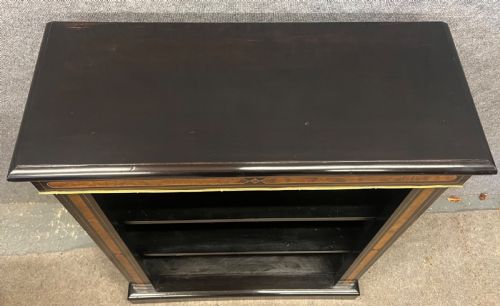 SMALL INLAID EBONISED OPEN BOOKCASE - ADDITIONAL PHOTO 9