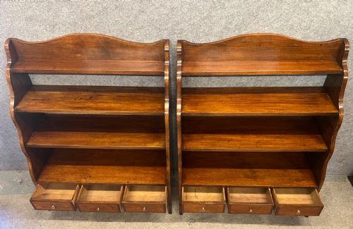 PAIR OF MAHOGANY WATERFALL OPEN BOOKCASES - ADDITIONAL PHOTO 3