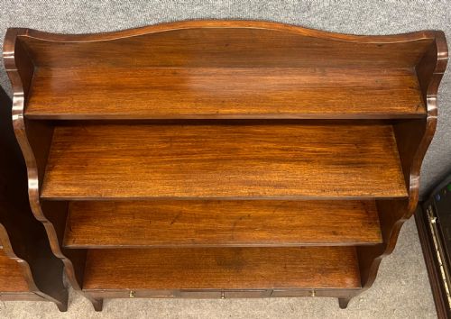 PAIR OF MAHOGANY WATERFALL OPEN BOOKCASES - ADDITIONAL PHOTO 4