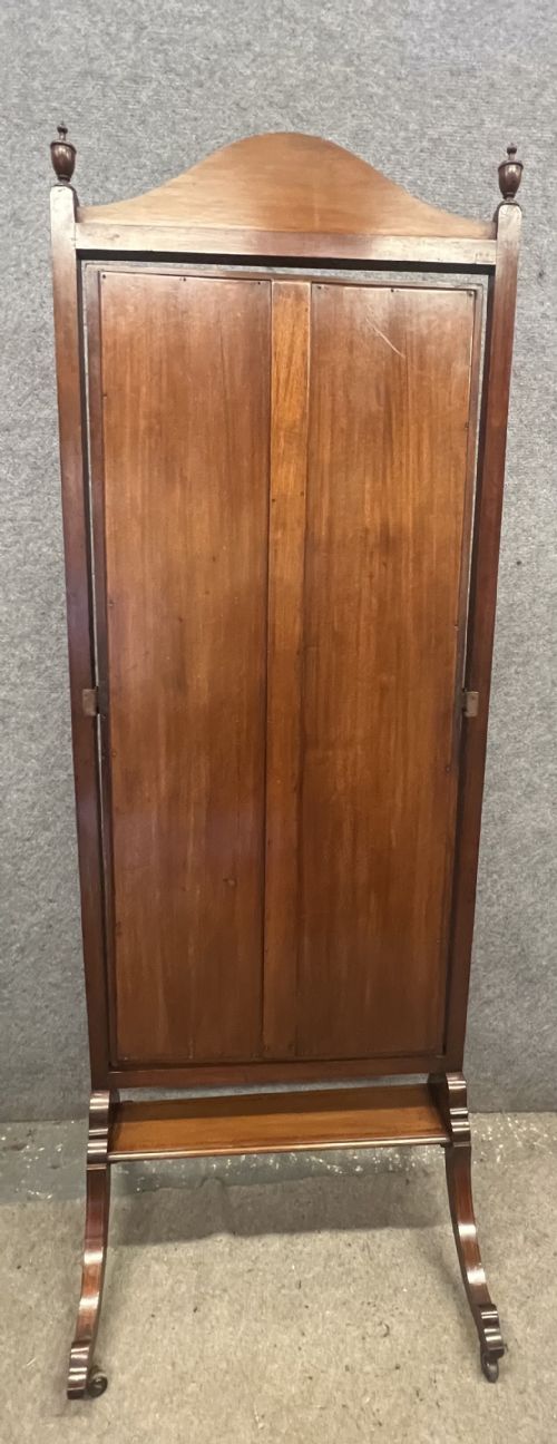 EDWARDIAN MAHOGANY INLAID CHEVAL MIRROR - ADDITIONAL PHOTO 1