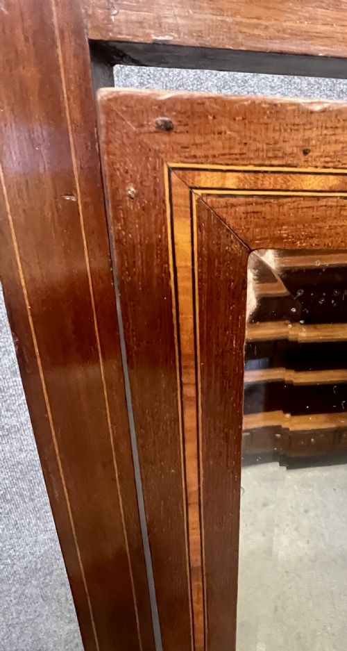EDWARDIAN MAHOGANY INLAID CHEVAL MIRROR - ADDITIONAL PHOTO 2