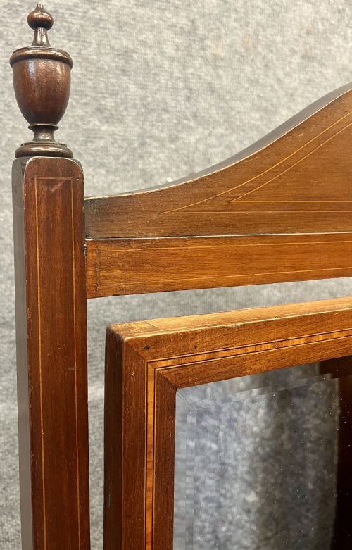 EDWARDIAN MAHOGANY INLAID CHEVAL MIRROR - ADDITIONAL PHOTO 6