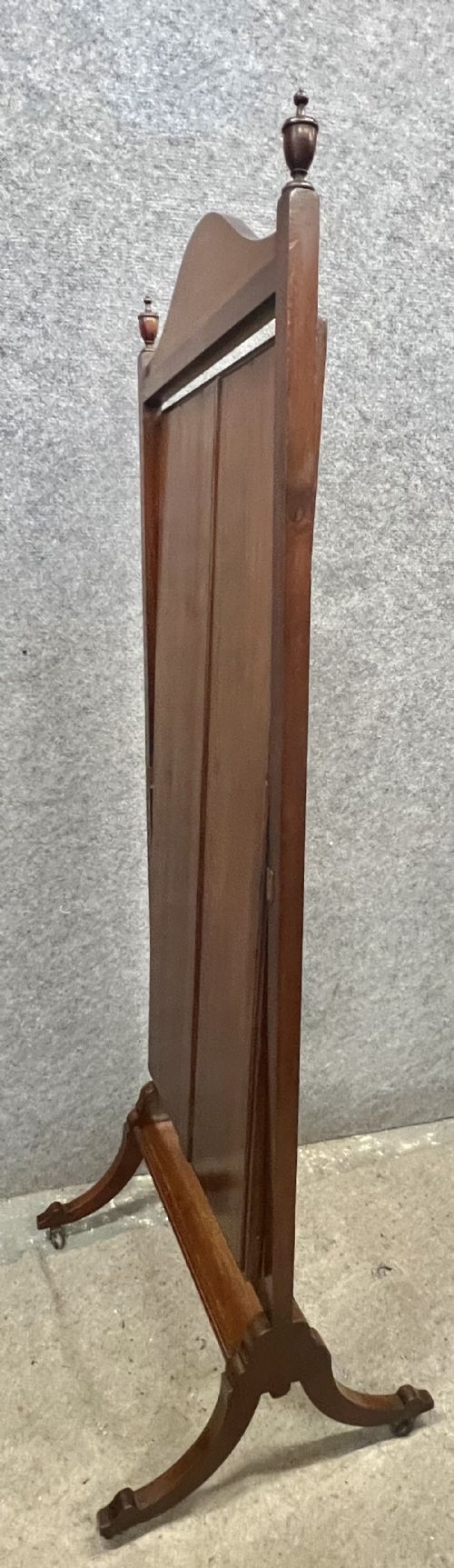 EDWARDIAN MAHOGANY INLAID CHEVAL MIRROR - ADDITIONAL PHOTO 12