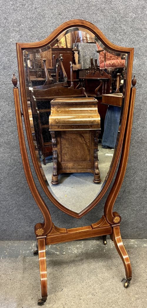 Edwardian Shield Shaped Cheval Mirror