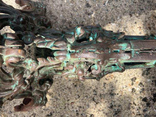 A VERY DECORATIVE PAIR OF ANTIQUE CAST IRON TABLES - ADDITIONAL PHOTO 5