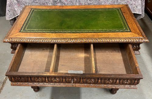 GOOD 19THC CARVED OAK SIDE OR WRITING TABLE - ADDITIONAL PHOTO 3