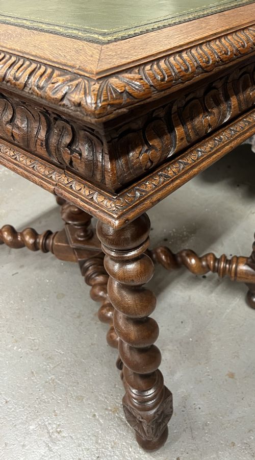 GOOD 19THC CARVED OAK SIDE OR WRITING TABLE - ADDITIONAL PHOTO 8