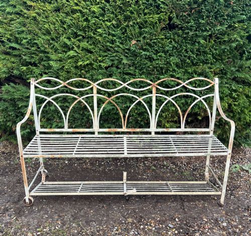 REGENCY STYLE STRAP WORK IRON GARDEN SEAT - ADDITIONAL PHOTO 2